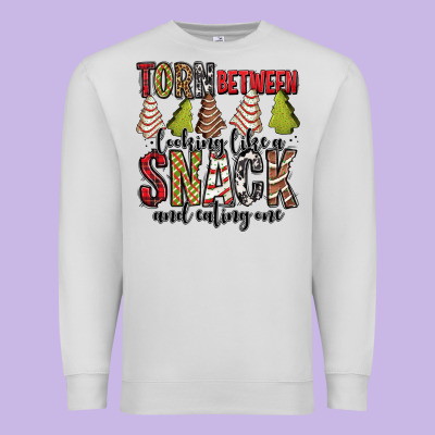 Torn Between Looking Like A Snack And Eating One Christmas Cake Premium Sweatshirt Designed By Jasminsmagicworld