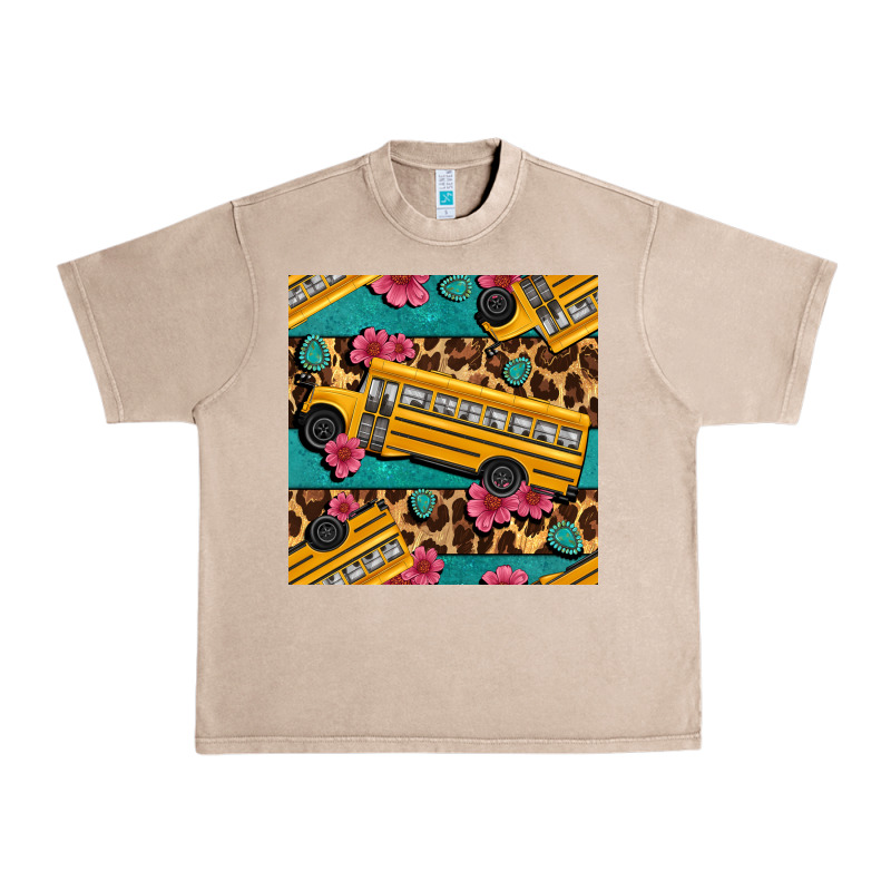 School Bus And Leopar Seamless Pattern Urban Heavy Tee by BundleAndBundleShop | Teevron