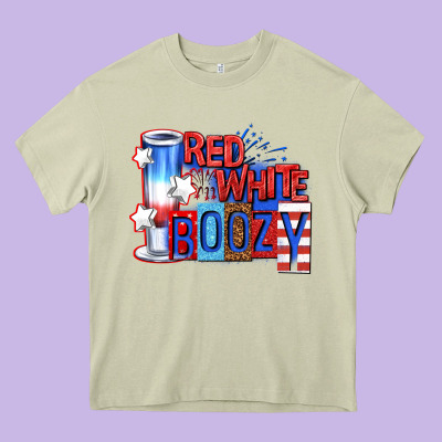 Red White Boozy Billie Wilder Heavy Core Tee Designed By Texasbilliewilder