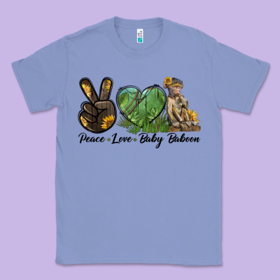 Peace Love Baby Baboon Classic Tee Designed By Lillyallendesigns