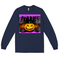 Navy halloween jack o'lantern dripping glitter tumbler Long Sleeve Tee - Jasminsmagicworld