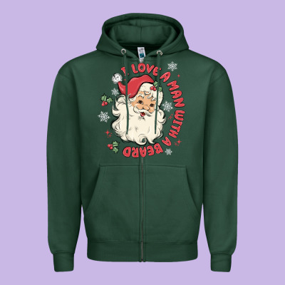 I Love A Man With A Beard Zipper Hoodie Designed By Maliassmallbusiness