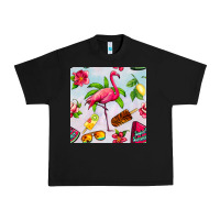 Black sweet summer flamingo seamless pattern Urban Heavy Tee - BundleAndBundleShop