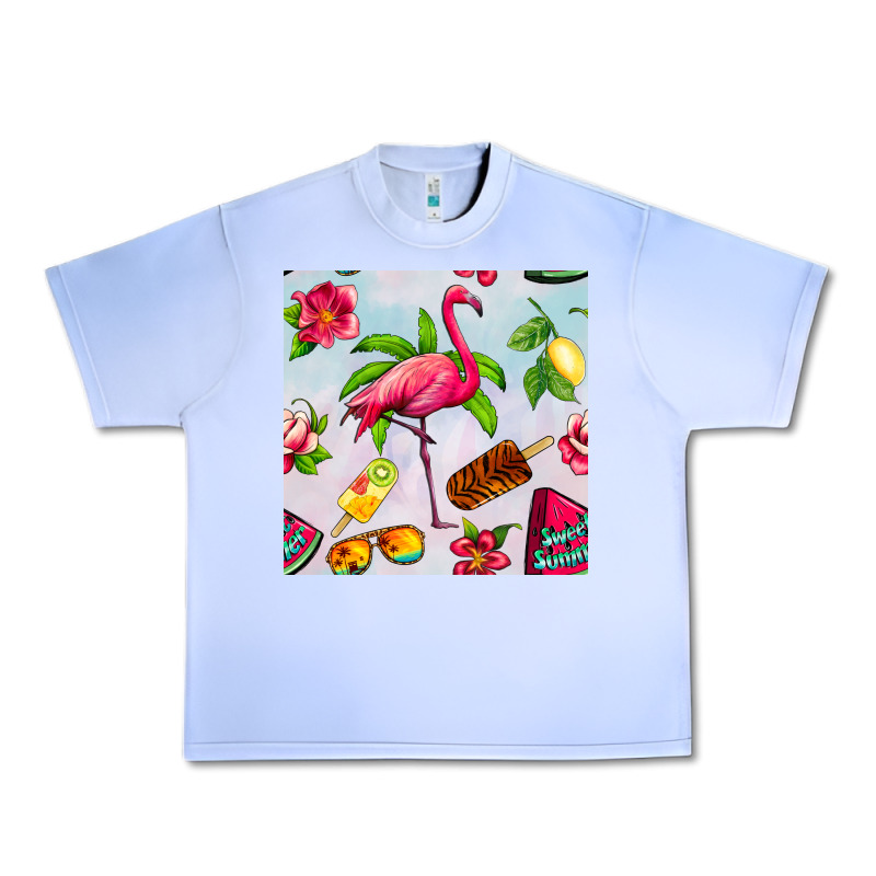 Sweet Summer Flamingo Seamless Pattern Urban Heavy Tee by BundleAndBundleShop | Teevron