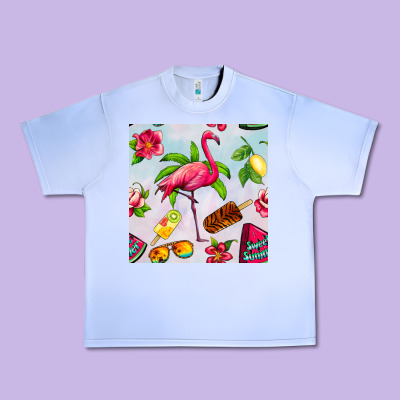Sweet Summer Flamingo Seamless Pattern Urban Heavy Tee Designed By Bundleandbundleshop