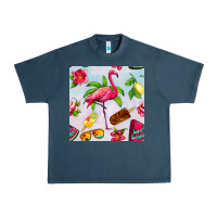 Midnight Navy sweet summer flamingo seamless pattern Urban Heavy Tee - BundleAndBundleShop