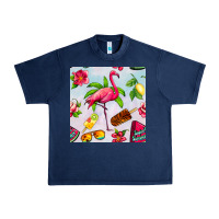 Navy sweet summer flamingo seamless pattern Urban Heavy Tee - BundleAndBundleShop