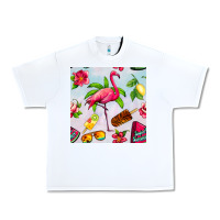 White sweet summer flamingo seamless pattern Urban Heavy Tee - BundleAndBundleShop