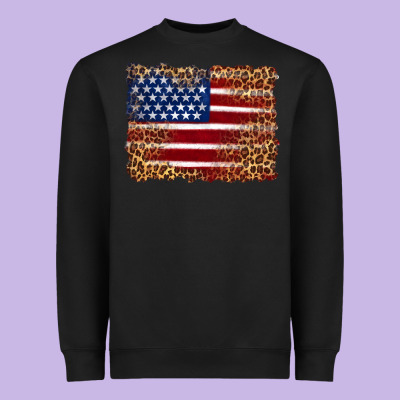 American Flag And Leopard Heavyweight Sweatshirt Designed By Artiststas