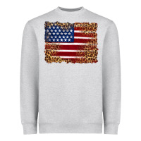 Heather Grey american flag and leopard Heavyweight Sweatshirt - Artiststas