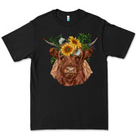 Black highland cow with sunflowers Premium Tee - RanaPortraitStore