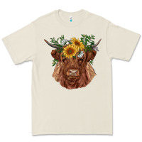 Bone highland cow with sunflowers Premium Tee - RanaPortraitStore