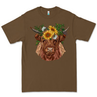 Cacao highland cow with sunflowers Premium Tee - RanaPortraitStore
