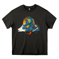 Asphalt blue dragon ocean waves and sun Heavy Core Tee - RanaPortraitStore