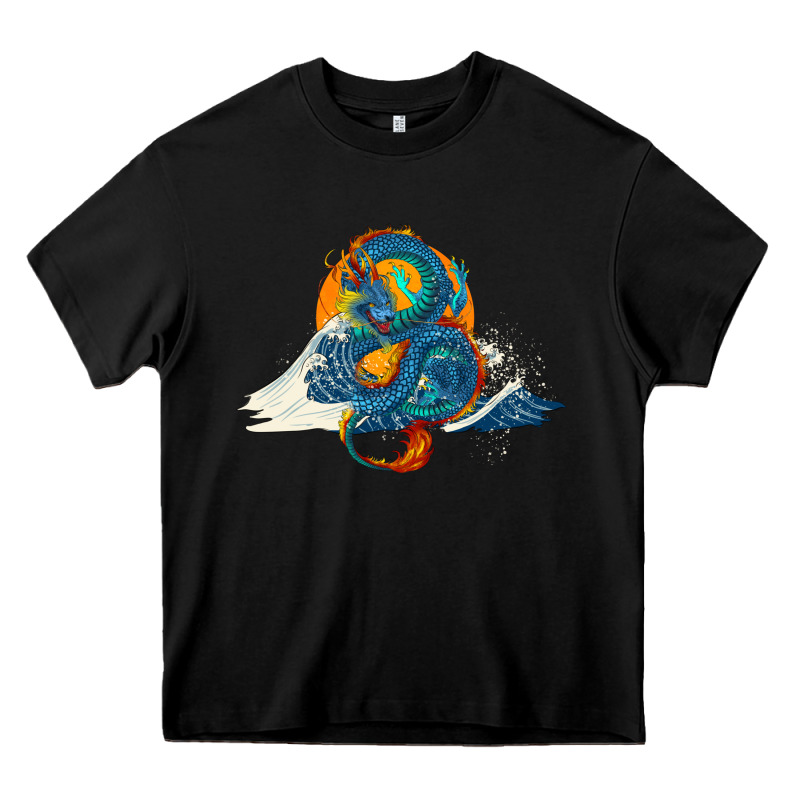 Blue Dragon Ocean Waves And Sun Heavy Core Tee by RanaPortraitStore | Teevron