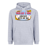 Heather Grey hello i am obsessed with my dog Heavyweight Hoodie - Artiststas