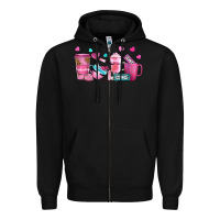 Black lash hustler with eyelashes coffee cups Zipper Hoodie - NancyCooperArtShop