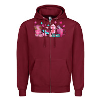 Burgundy lash hustler with eyelashes coffee cups Zipper Hoodie - NancyCooperArtShop