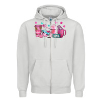 Dove Grey lash hustler with eyelashes coffee cups Zipper Hoodie - NancyCooperArtShop