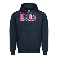 Navy lash hustler with eyelashes coffee cups Zipper Hoodie - NancyCooperArtShop