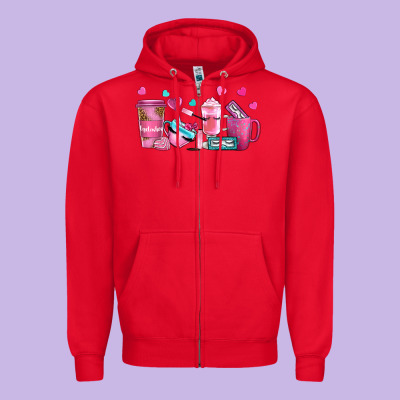 Lash Hustler With Eyelashes Coffee Cups Zipper Hoodie Designed By Nancycooperartshop
