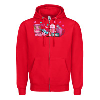 Red lash hustler with eyelashes coffee cups Zipper Hoodie - NancyCooperArtShop