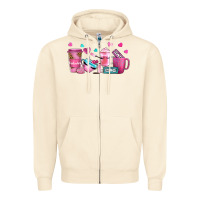 Sandshell lash hustler with eyelashes coffee cups Zipper Hoodie - NancyCooperArtShop