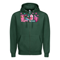 Sports Green lash hustler with eyelashes coffee cups Zipper Hoodie - NancyCooperArtShop