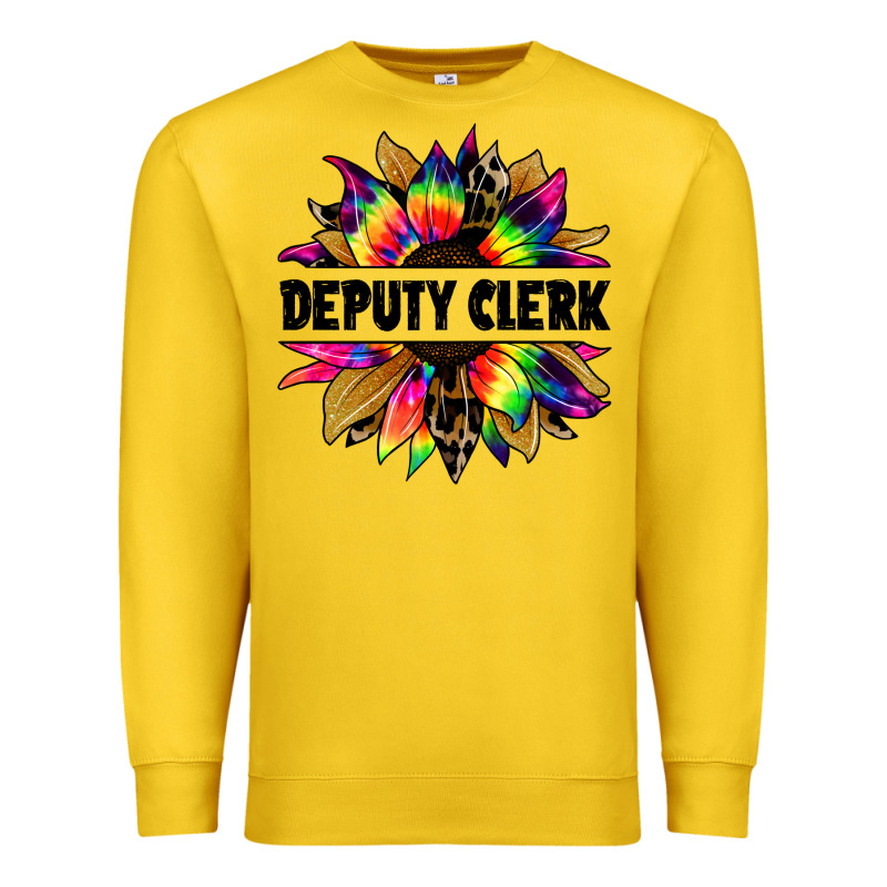 Deputy Clerk Tie Dye Sunflower Premium Sweatshirt by Jasminsmagicworld | Teevron