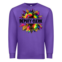 Purple deputy clerk tie dye sunflower Premium Sweatshirt - Jasminsmagicworld