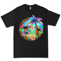 Black summer colorful palms Premium Tee - texasbilliewilder