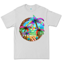 Dove Grey summer colorful palms Premium Tee - texasbilliewilder