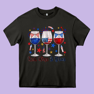 Red Wine And Blue Wine Glasses Heavy Core Tee Designed By Texasbilliewilder
