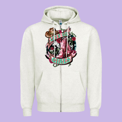 Lets Go Girls Cowboy Boots Cowgirl Zipper Hoodie Designed By Nancycooperartshop
