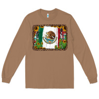 Toasted Coconut mexican flag background with cactus and sunflower Long Sleeve Tee - Jasminsmagicworld