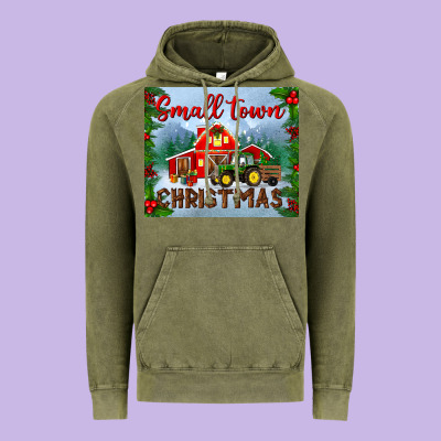 Small Town Christmas Mousepad Vintage Hoodie Designed By Bundleandbundleshop