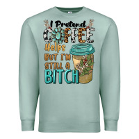 Seafoam i pretend coffee helps but i'm still a bitch Premium Sweatshirt - BarkalooDesign