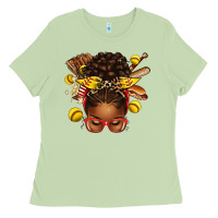 Matcha softball afro messy bun Ladies Tee - texasbilliewilder