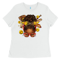 White softball afro messy bun Ladies Tee - texasbilliewilder