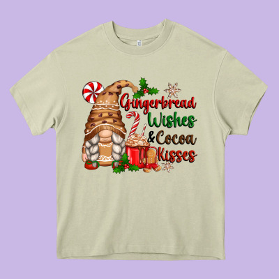 Gingerbread Wishes And Cocoa Kisses Heavy Core Tee Designed By Zillion Design Studio