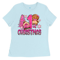 Baby Blue 1st christmas gingerbread girl Ladies Tee - Zillion Design Studio