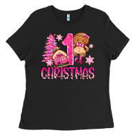 Black 1st christmas gingerbread girl Ladies Tee - Zillion Design Studio
