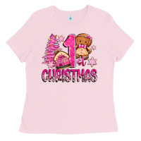Bubblegum Pink 1st christmas gingerbread girl Ladies Tee - Zillion Design Studio