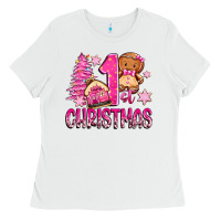 White 1st christmas gingerbread girl Ladies Tee - Zillion Design Studio