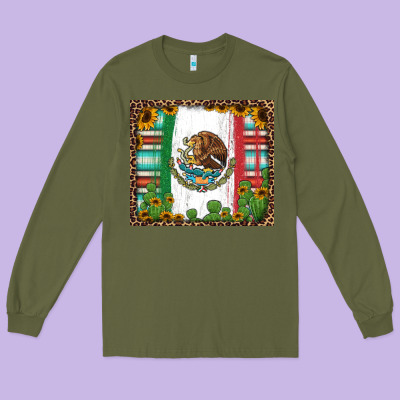 Mexican Flag Background With Cactus And Sunflower Tumbler Long Sleeve Tee Designed By Jasminsmagicworld