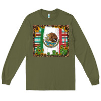 Army Green mexican flag background with cactus and sunflower tumbler Long Sleeve Tee - Jasminsmagicworld