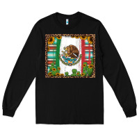 Black mexican flag background with cactus and sunflower tumbler Long Sleeve Tee - Jasminsmagicworld