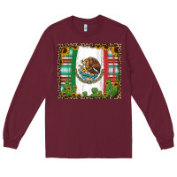 Burgundy mexican flag background with cactus and sunflower tumbler Long Sleeve Tee - Jasminsmagicworld