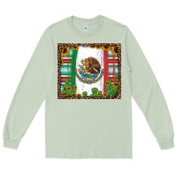 Matcha mexican flag background with cactus and sunflower tumbler Long Sleeve Tee - Jasminsmagicworld