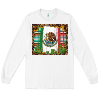 White mexican flag background with cactus and sunflower tumbler Long Sleeve Tee - Jasminsmagicworld